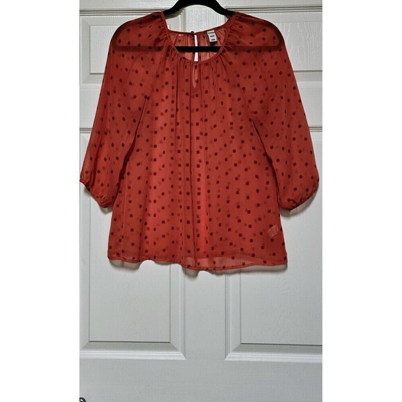 Old Navy Tops - OLD NAVY Sheer Orange Long Sleeve Pullover Women Shirt (M)